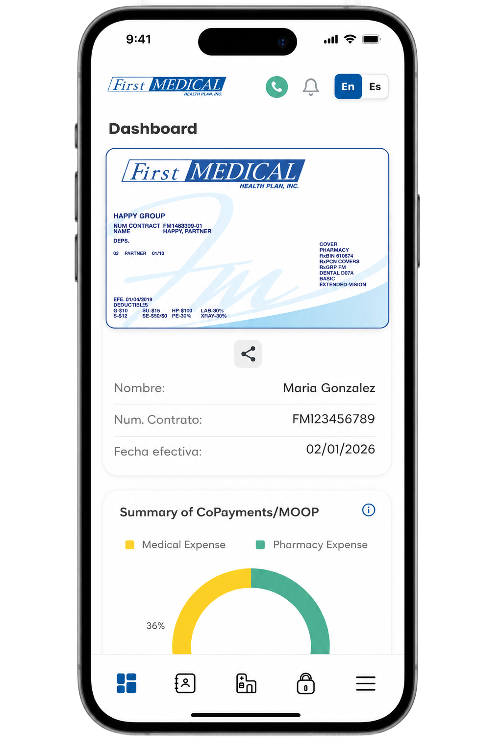 First Medical App dashboard